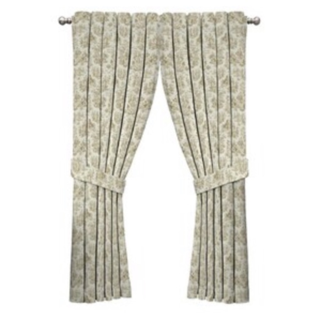 Waverly Charmed Life Curtain Panels Pair 52” W x 84” L Color Linen Toile New